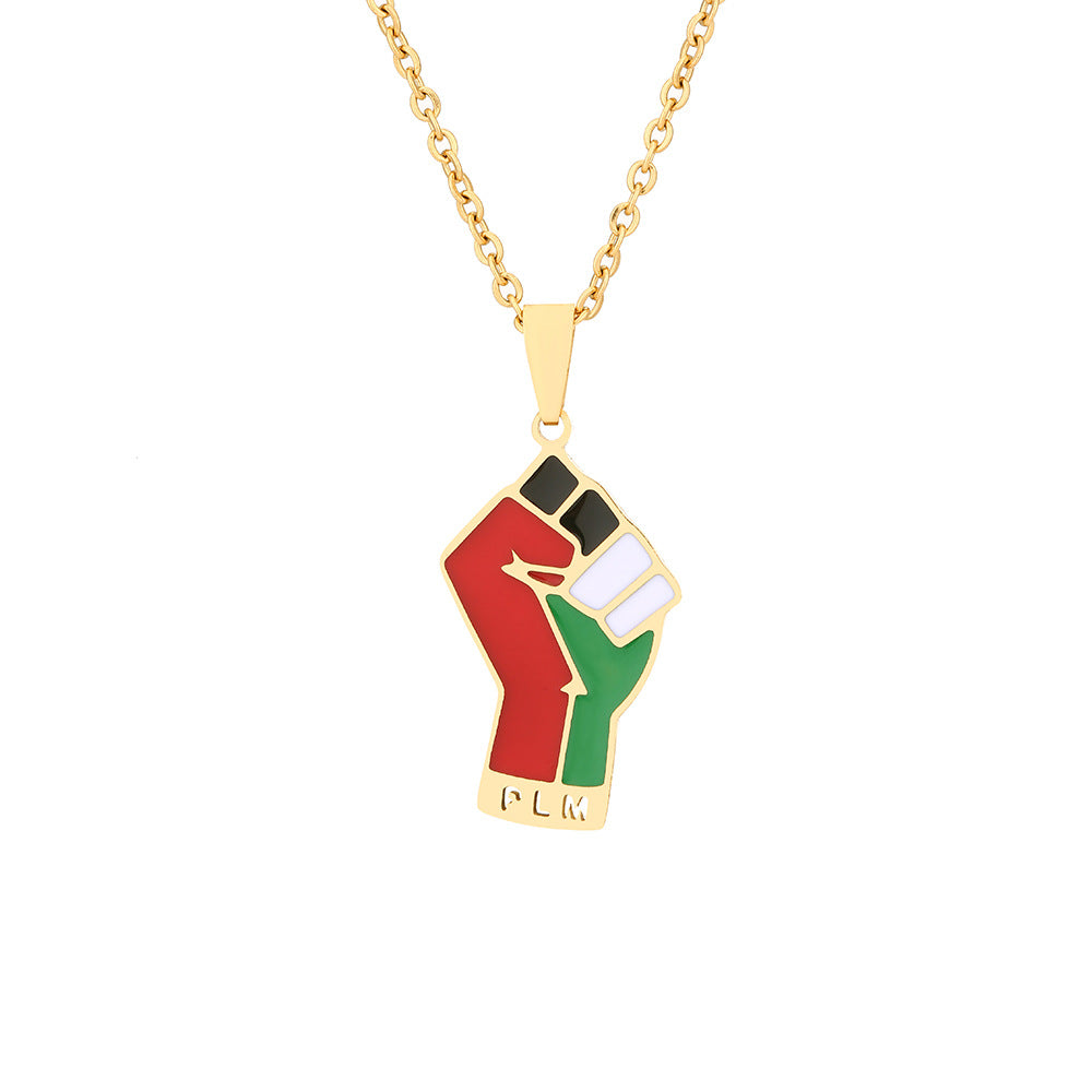 Stainless Steel Palestine Map Pendant Necklace